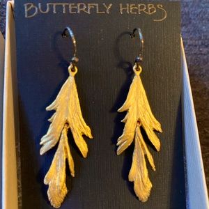 Butterfly Herbs golden earrings. Made in 2 parts so they dangle nicely.